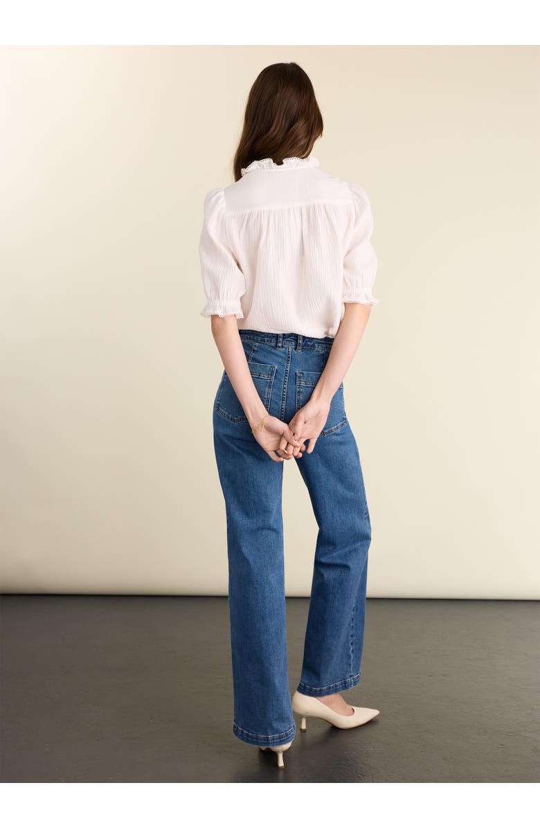 Baukjen Bryony Mandarin Collar Textured Blouse, Alternate, color, Pure White