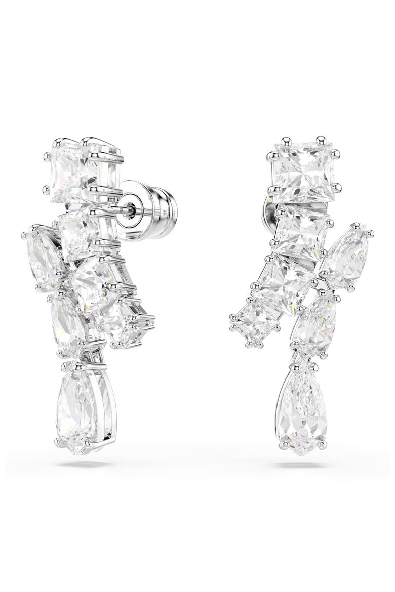 Matrix Drop Earrings, Alternate, color, WHITE/ SILVER