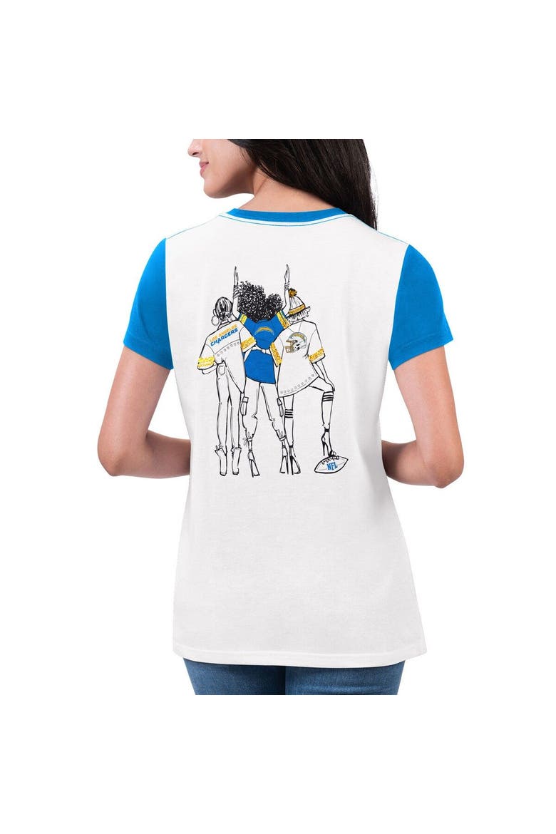 Women's G-III 4Her by Carl Banks White/Powder Blue Los Angeles Chargers Fashion Illustration T-Shirt, Alternate, color, White