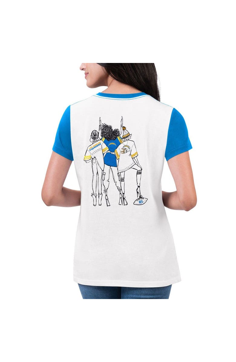 G-III 4HER BY CARL BANKS Women's G-III 4Her by Carl Banks White/Powder Blue Los Angeles Chargers Fashion Illustration T-Shirt, Alternate, color, White