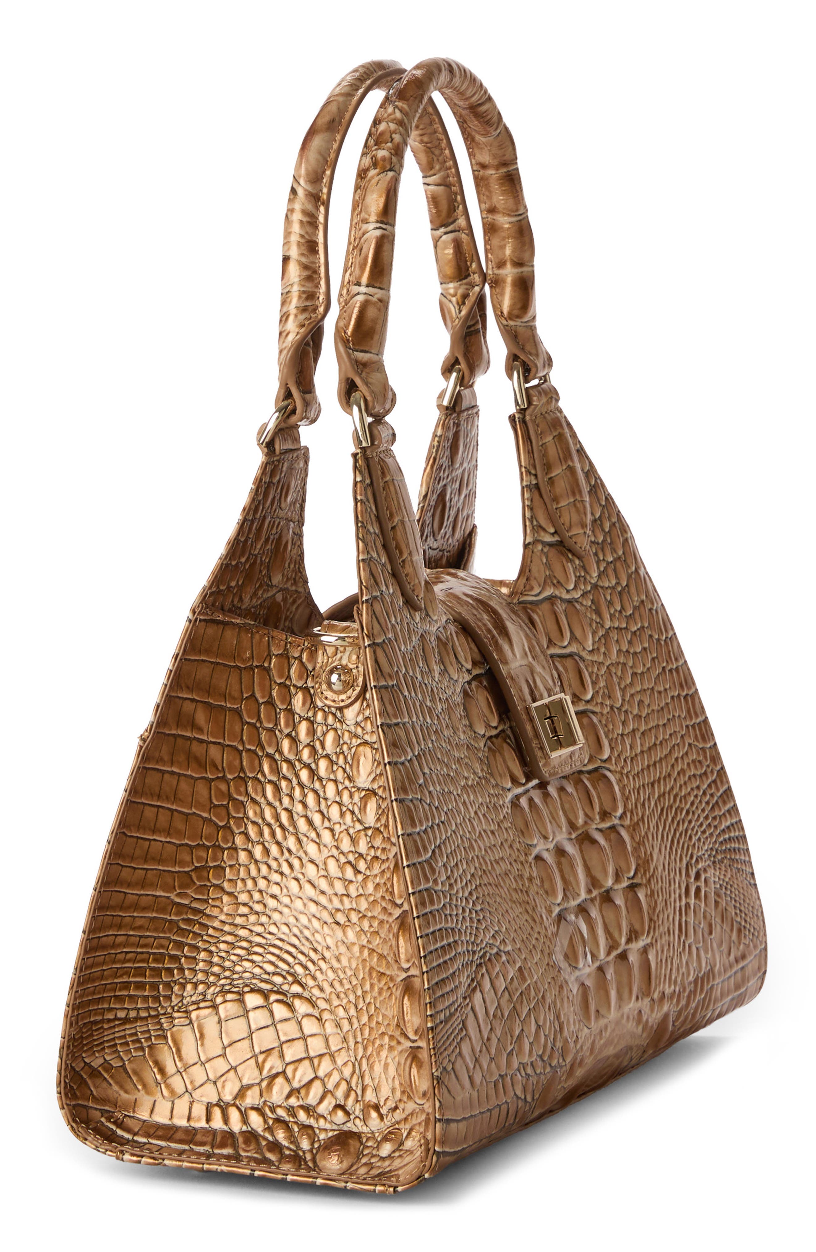 Brahmin Adrian Croc Embossed Leather Shoulder Bag, Alternate, color, 