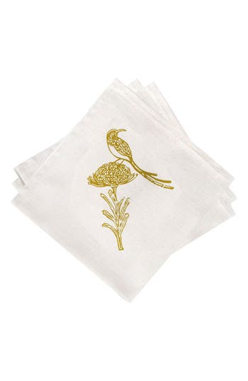 French Home Sugarbird Cotton Twill Dinner Napkins In White