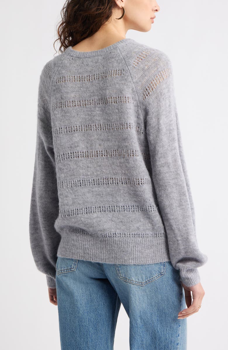 Treasure & Bond Pointelle Raglan Sleeve Sweater, Alternate, color, Grey Heather