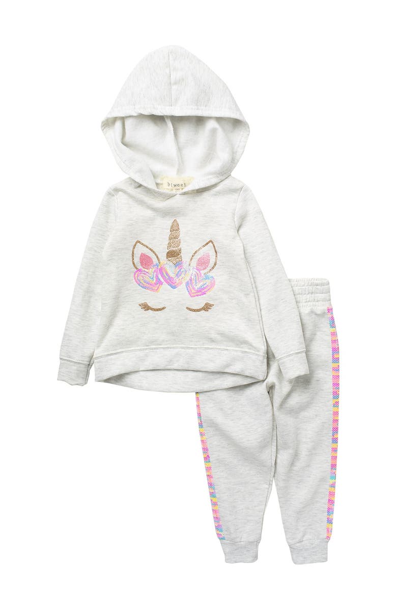 BTWEEN Sequin Unicorn Hoodie & Jogger Set, Main, color, 