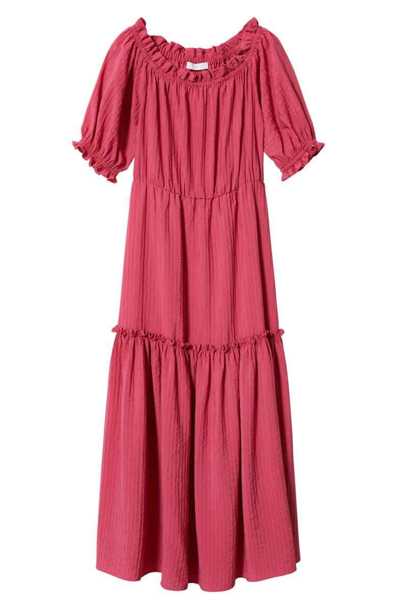 MANGO Puff Sleeve Tiered Midi Dress, Alternate, color,