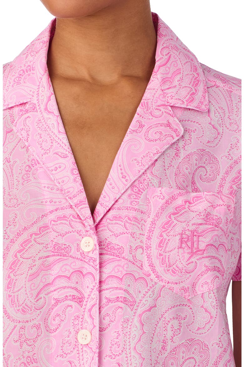 Notch Collar Long Pajamas, Alternate, color, PINK PAISLEY