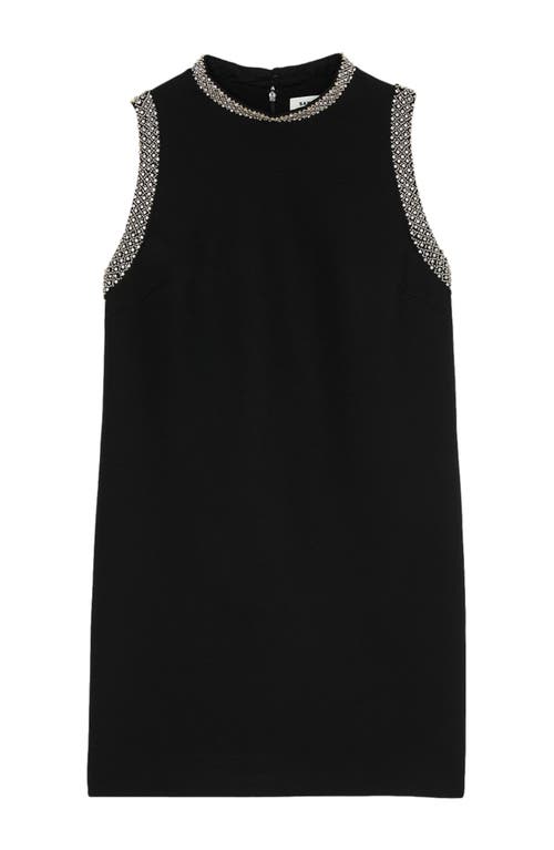 Sandro Short Dress With Rhinestone Details In Black