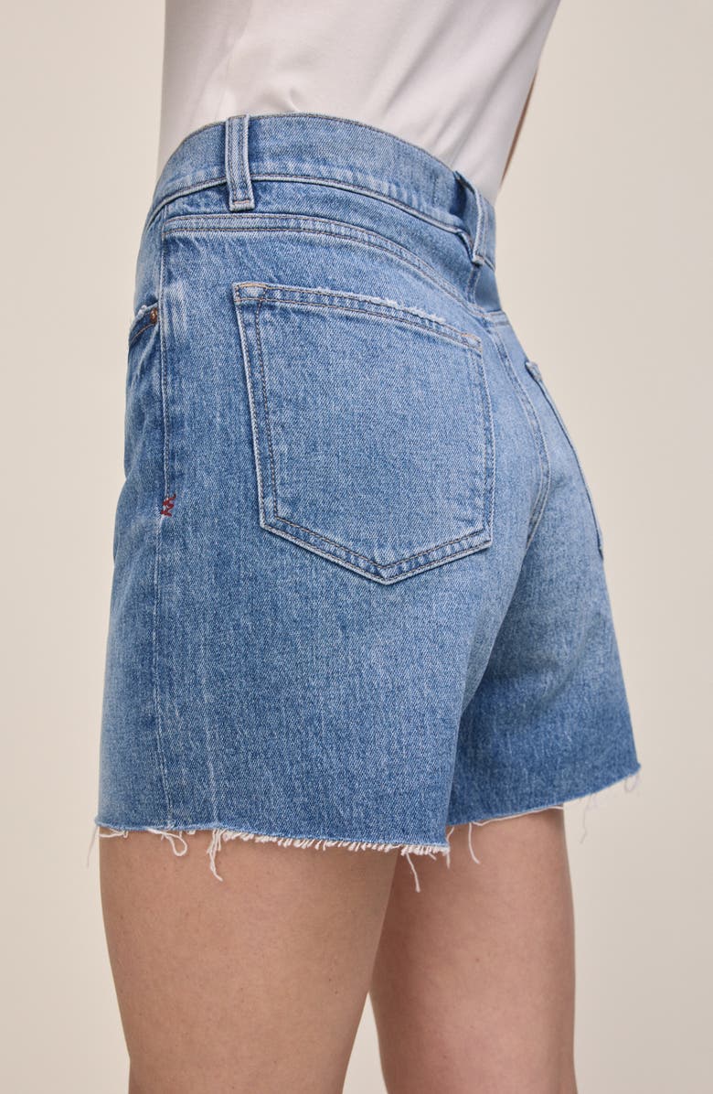 WARP+WEFT VVI Raw Hem High Waist Relaxed Fit Denim Shorts, Alternate, color, Glow