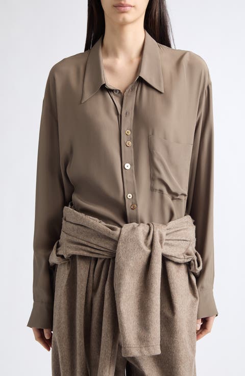 Upcycled Button Georgette Shirt