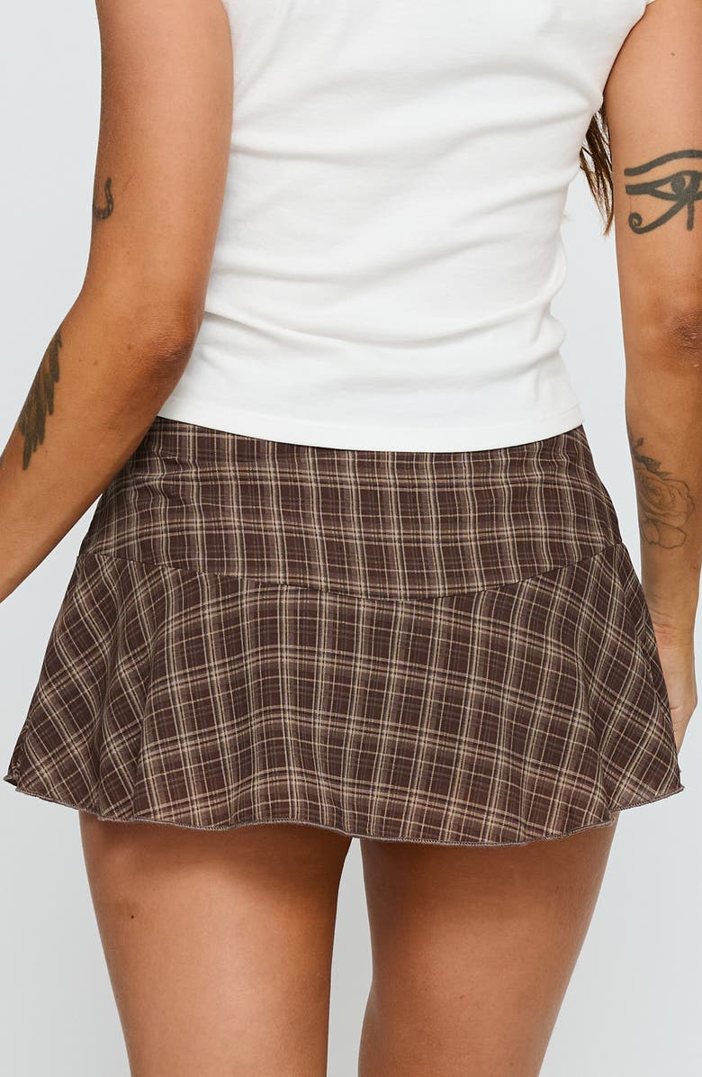 Princess Polly Sonsie Plaid Miniskirt, Alternate, color, Brown