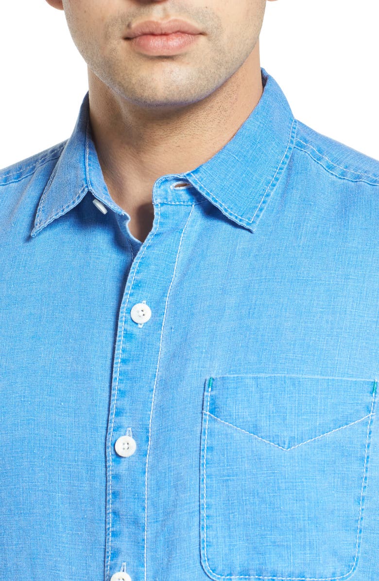 Tommy Bahama Sea Glass Breezer Classic Fit Button-Up Linen Shirt, Alternate, color, Lawn Chair