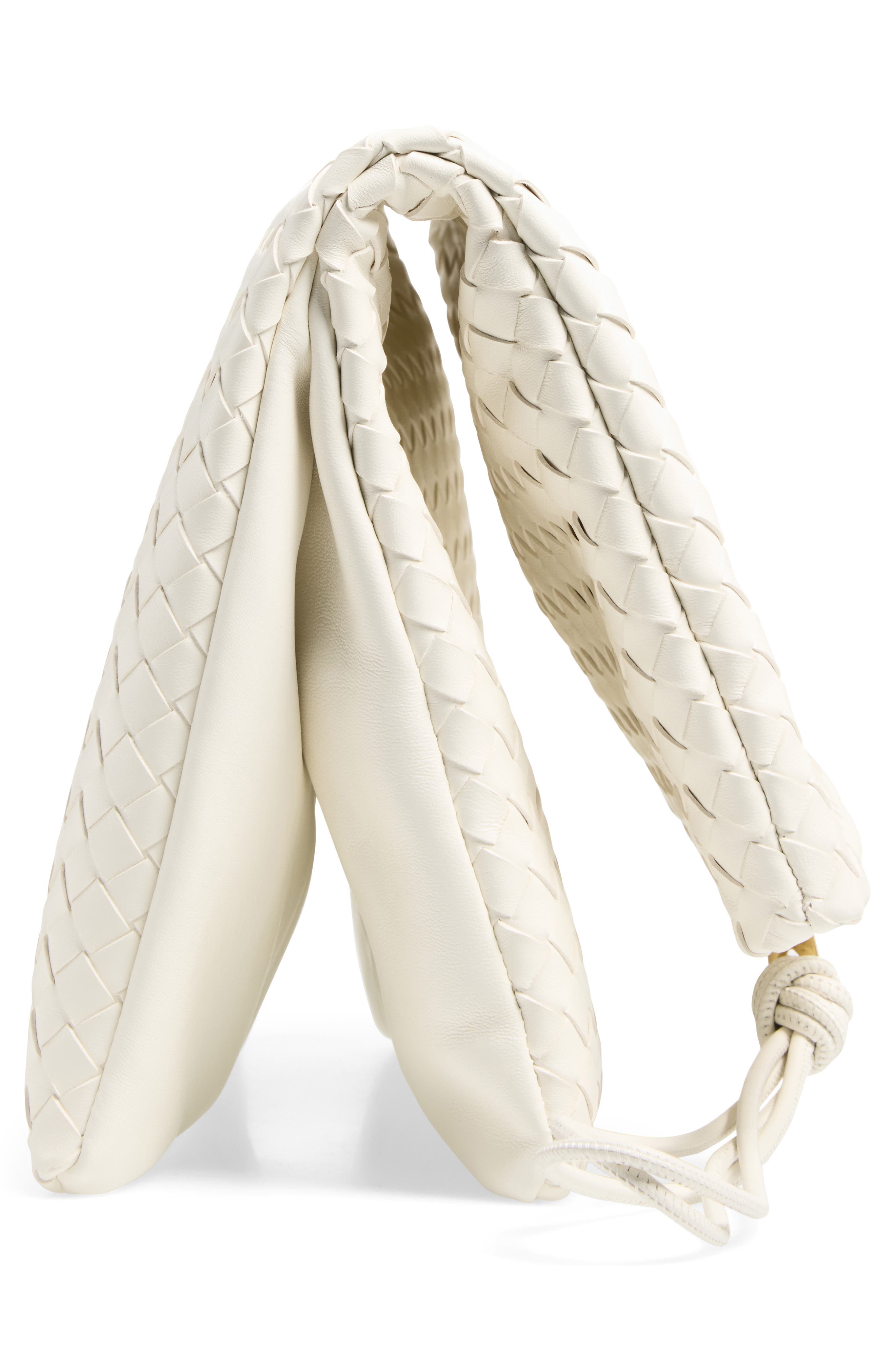 Bottega Veneta Intrecciato Leather Pouch Clutch, Alternate, color, Alabaster-Brass