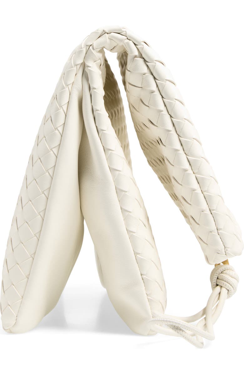 Bottega Veneta Intrecciato Leather Pouch Clutch, Alternate, color, Alabaster-Brass