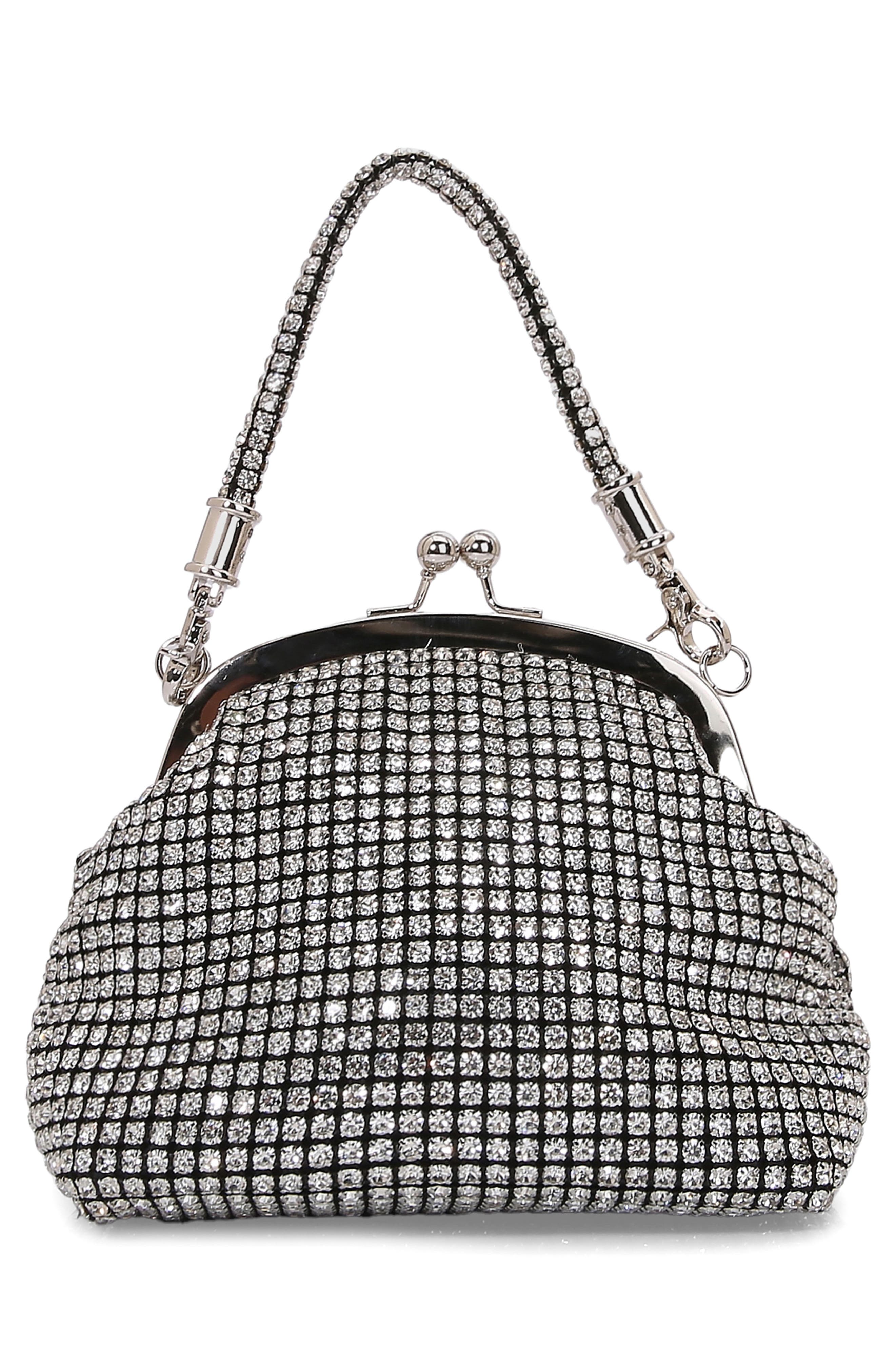 BERNESS Rhinestone Embellished Bow Handbag, Alternate, color, Black