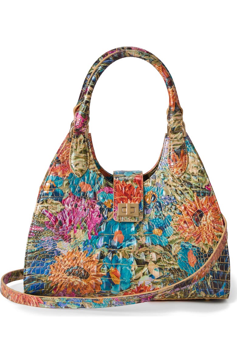 Brahmin Adrian Croc Embossed Leather Shoulder Bag, Alternate, color, Lasso