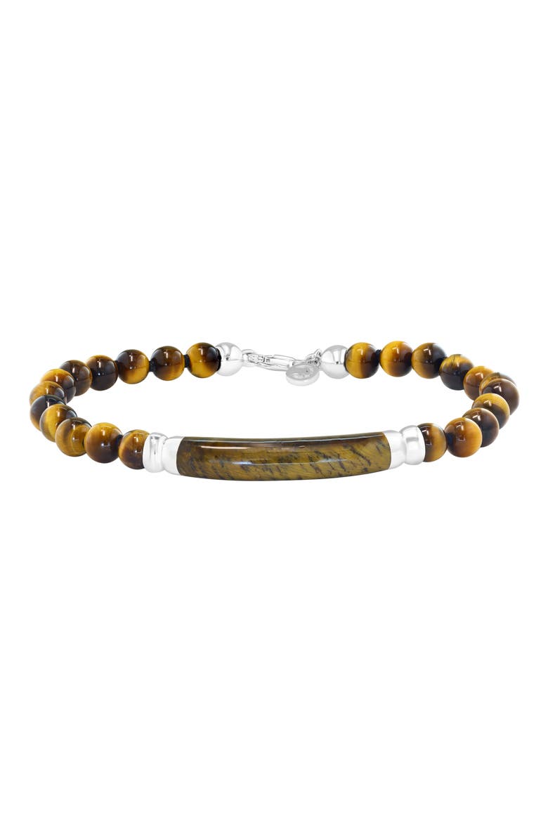 Men's Tiger's-Eye Beaded Bracelet, Main, color, BROWN
