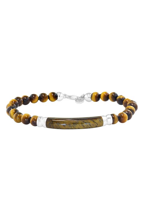 Men's Tiger's-Eye Beaded Bracelet