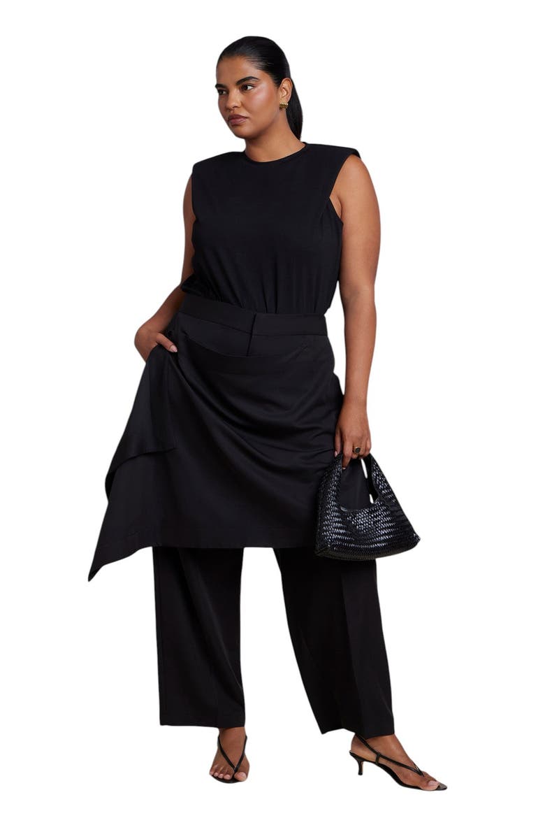 Skirt Overlay Wide Leg Pant (plus), Alternate, color, BLACK ONYX