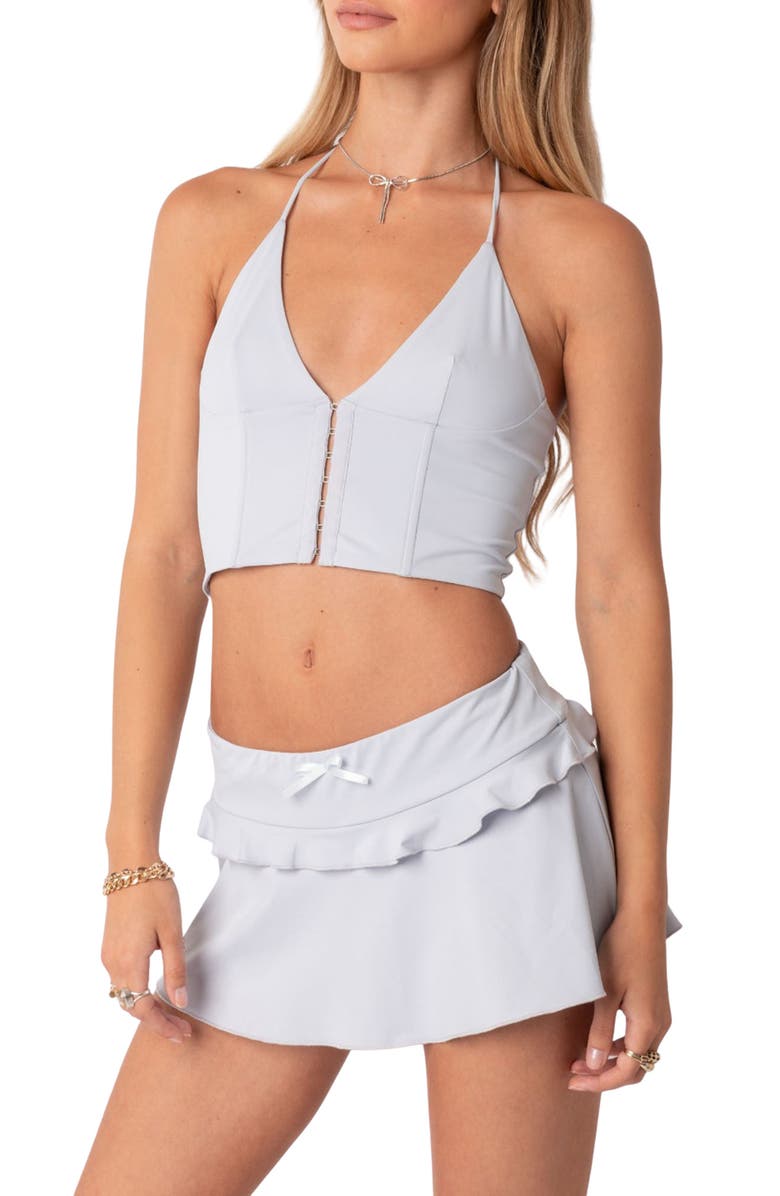 EDIKTED Pamela Corset Halter Crop Top, Main, color, 