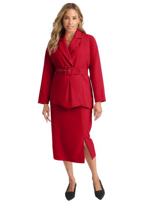 Belted Skirt Suit (Plus)