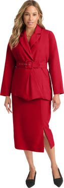 Jessica London Belted Skirt Suit