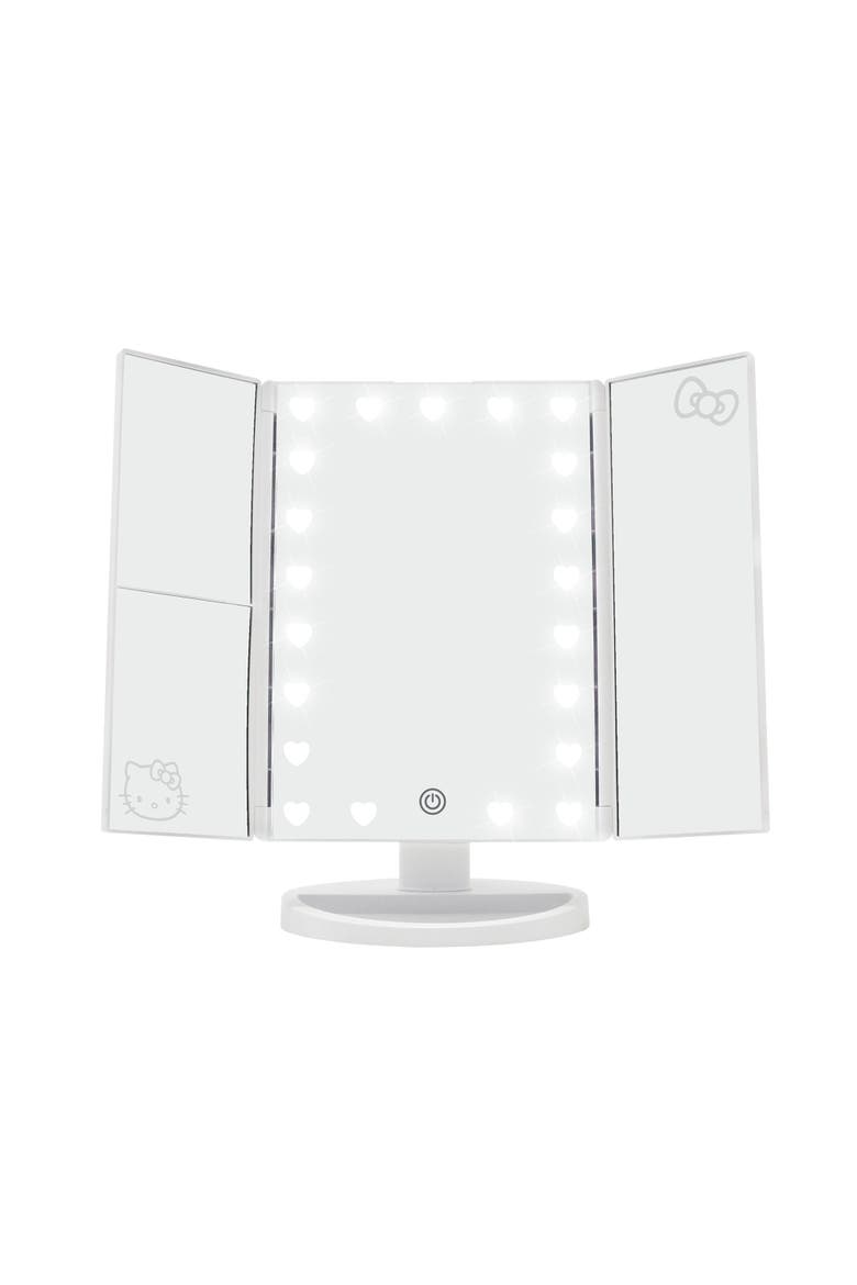 Hello Kitty® Trifold LED Makeup Mirror with Magnification, Alternate, color, White