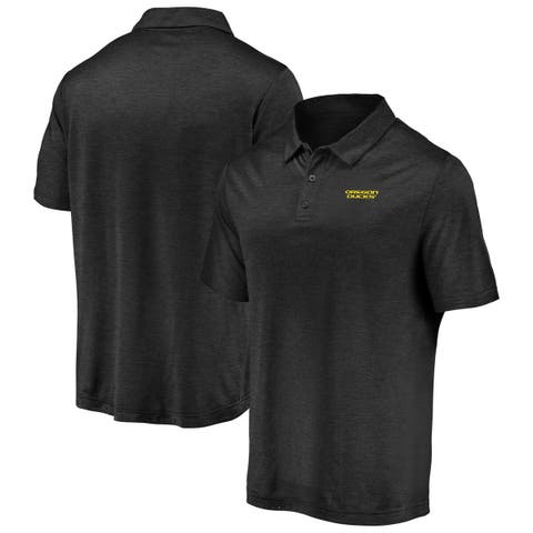 Men's Fanatics Branded Black Oregon Ducks Primary Logo Striated Polo