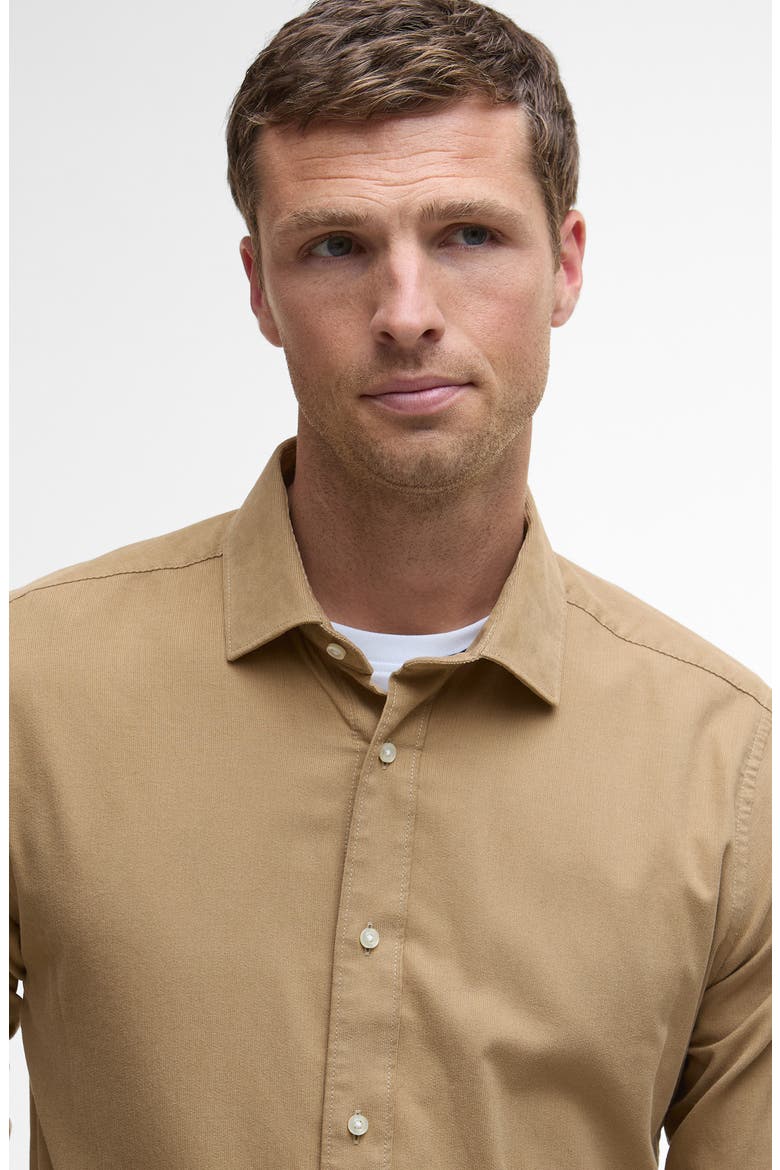 Runnymede Tailored Fit Micro Corduroy Shirt, Alternate, color, STONE