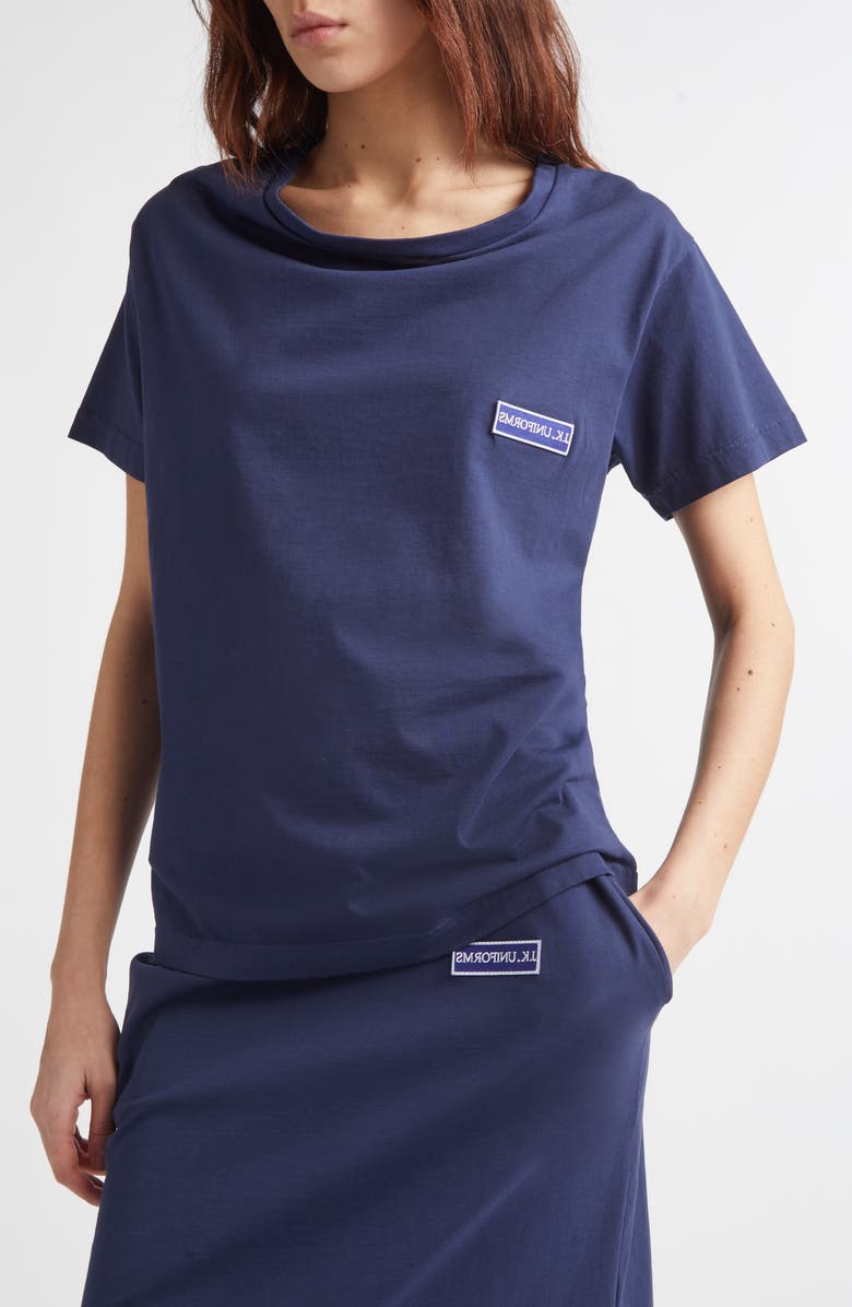 JULIE KEGELS Pulled Neckline Cotton T-Shirt, Alternate, color, Dark Navy