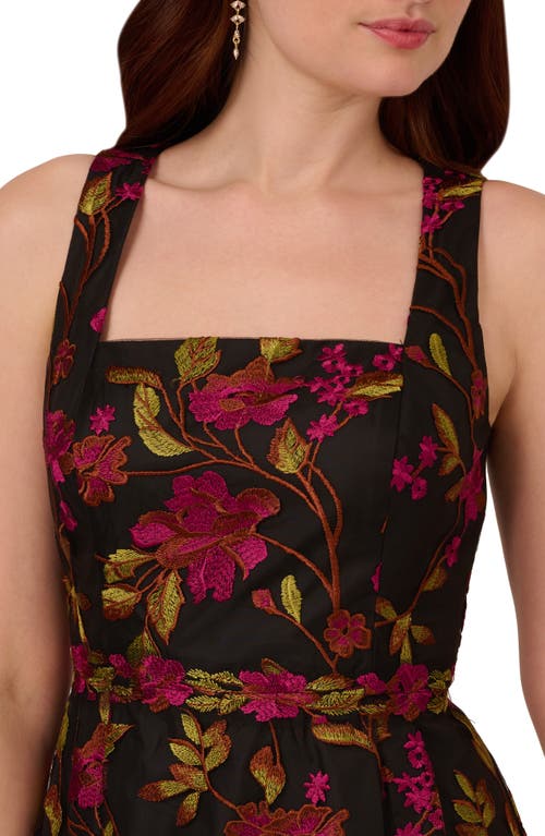 ADRIANNA PAPELL ADRIANNA PAPELL FLORAL EMBOIDERY MIDI DRESS
