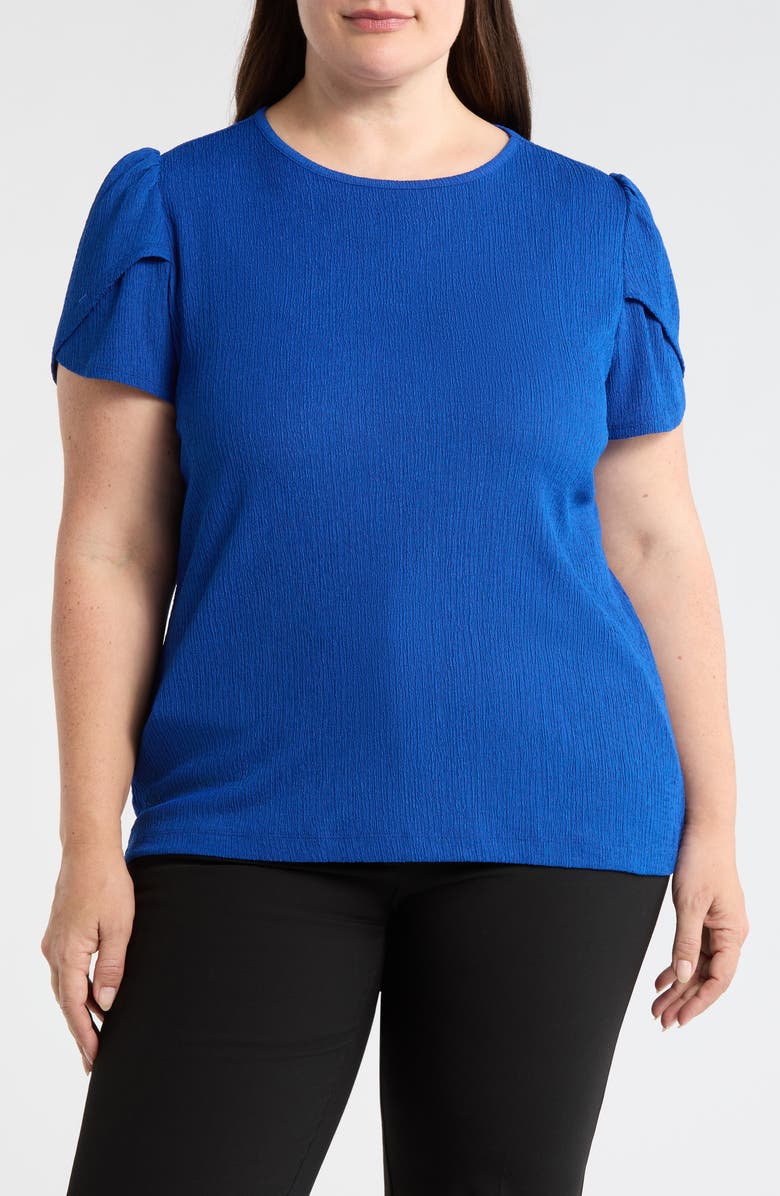 AK ANNE KLEIN Crepe Tulip Sleeve Top, Main, color, Santorini Blue