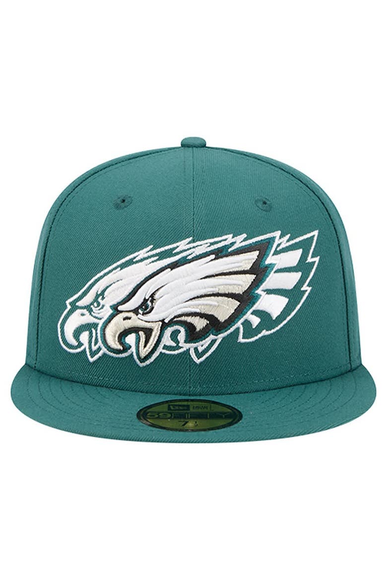 Men's New Era Midnight Green Philadelphia Eagles Tri-Hit 59FIFTY Fitted Hat, Alternate, color, Green