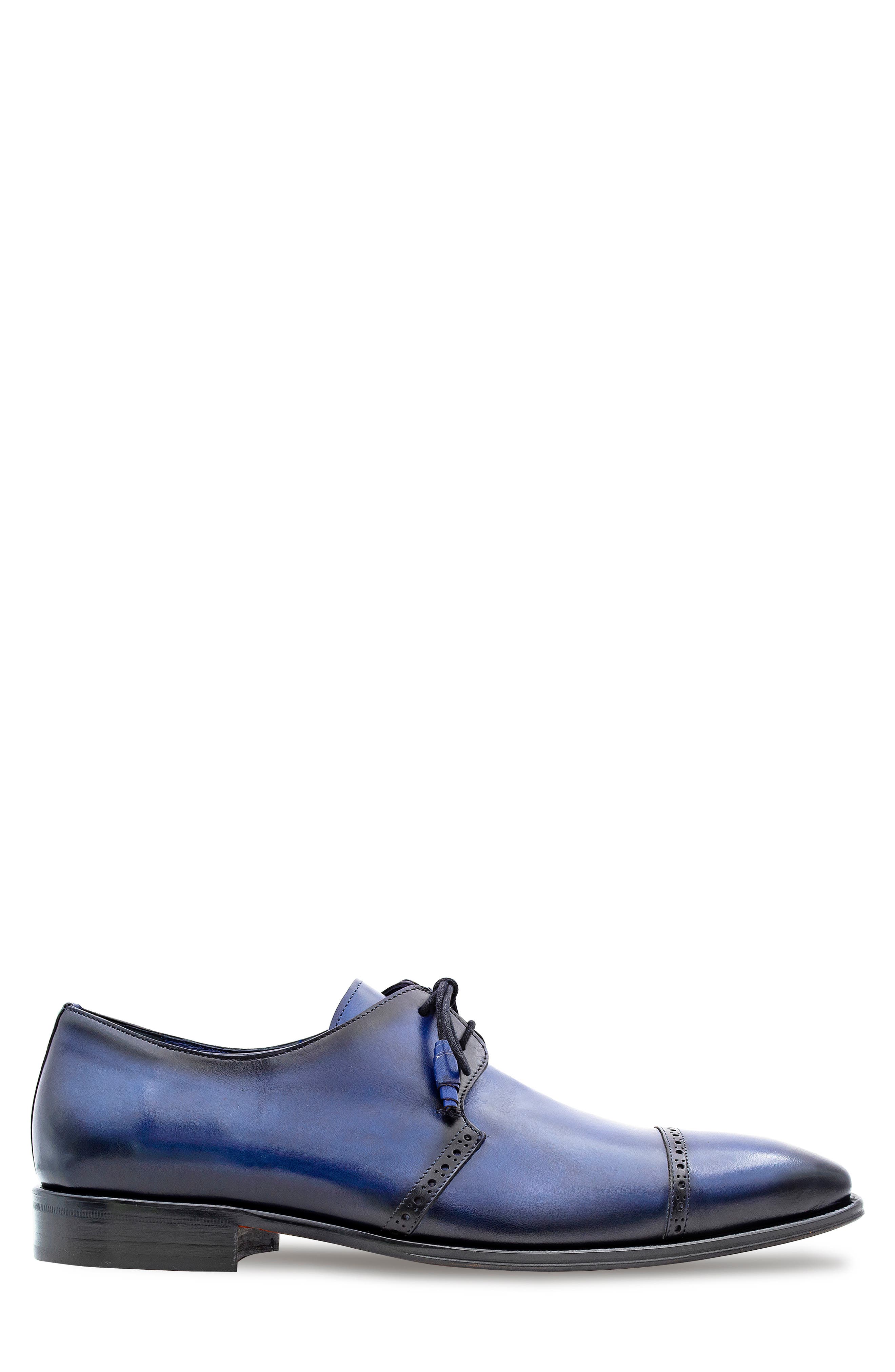 2-Eyelet Cap Toe Leather Derby, Alternate, color, BLUE