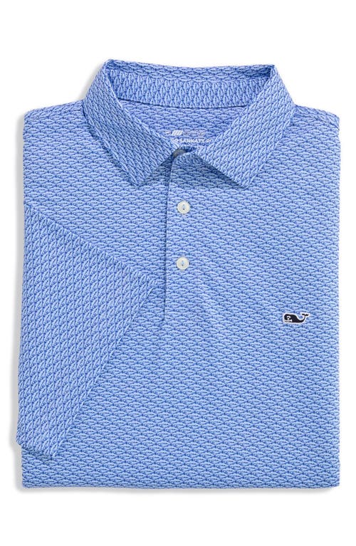 Vineyard Vines Fish Print Sankaty Performance Polo In Blue