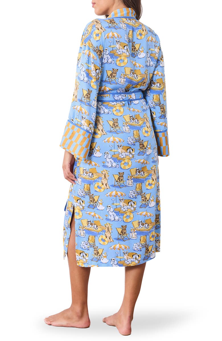 Printfresh Satin Robe, Alternate, color, Cerulean Splash