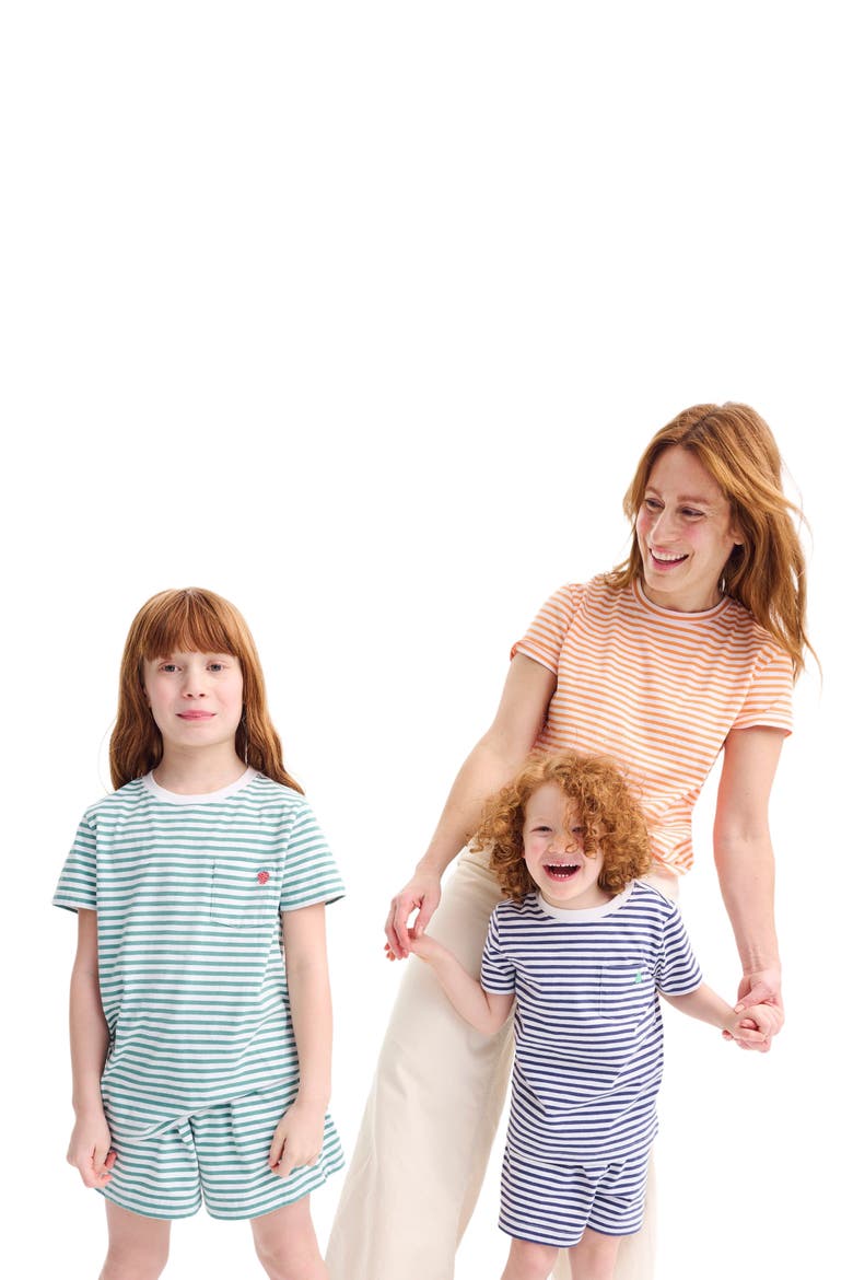 Adult Easy Crewneck Stripe Tee, Alternate, color, Cantaloupe White Stripes