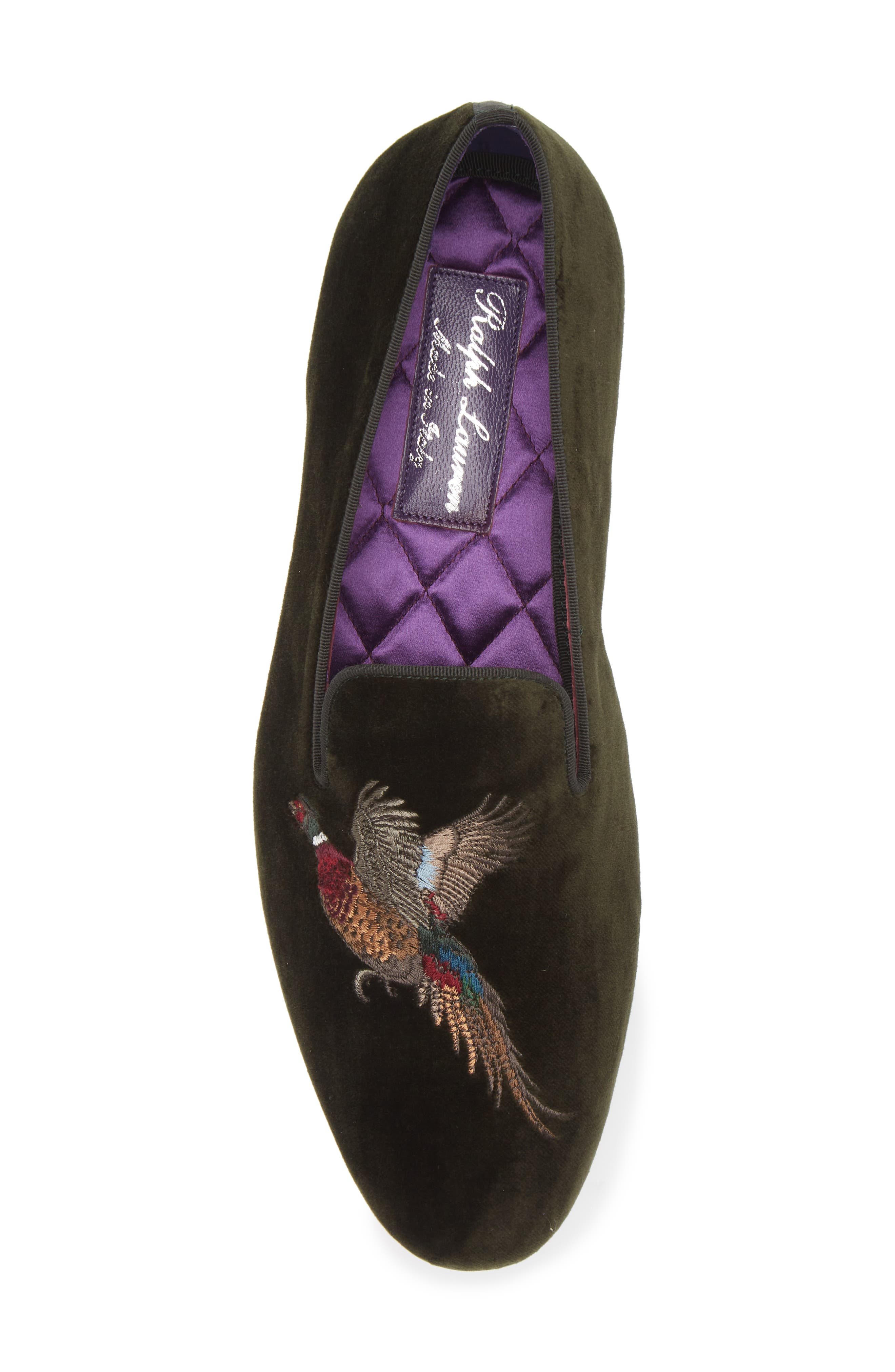Ralph Lauren Purple Label Alonzo Pheasant Velvet Loafer, Alternate, color, 