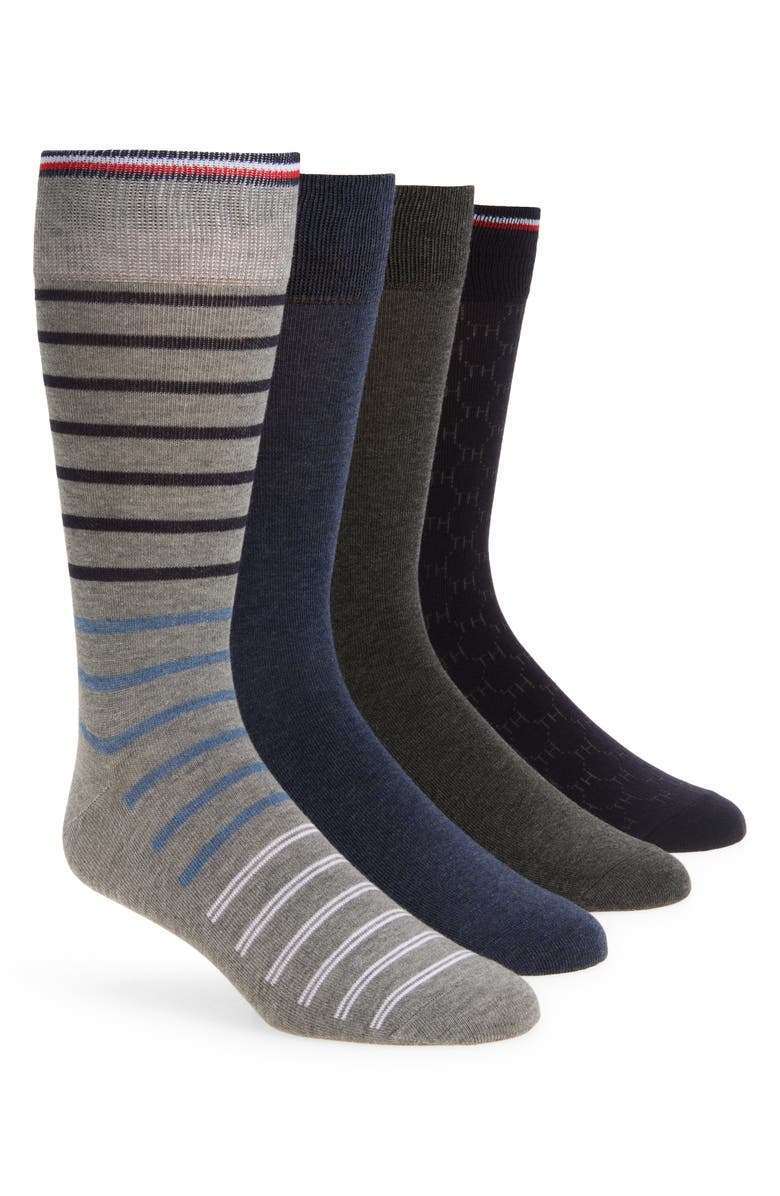 Tommy Hilfiger 4-Pack Dress Socks, Main, color, Navy Assorted