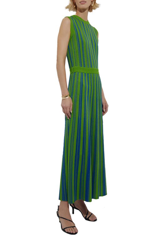 Misook Modern Fit Sleeveless Rib Knit Dress In Satin Sky/matisse Green