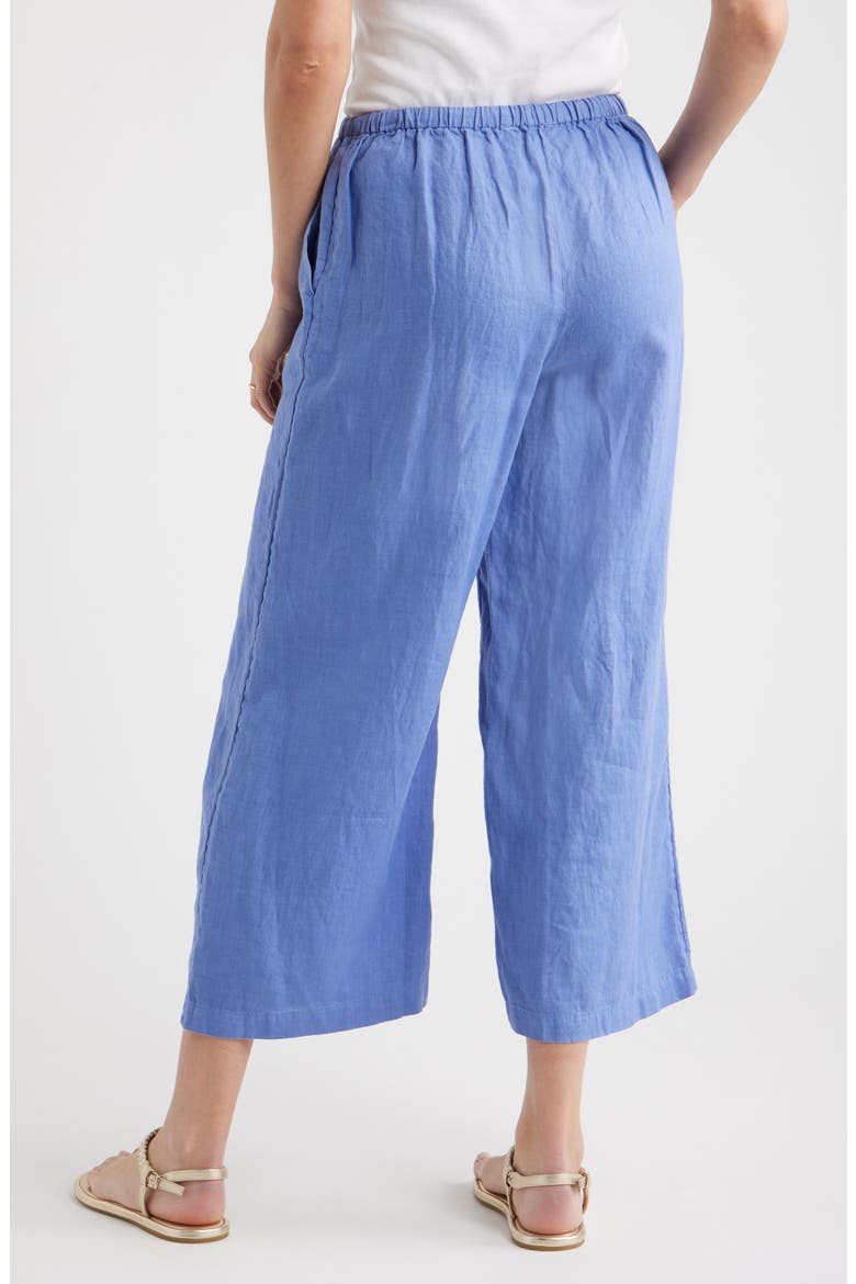 Wide Leg Crop Linen Pants, Alternate, color, BLUE DENIM