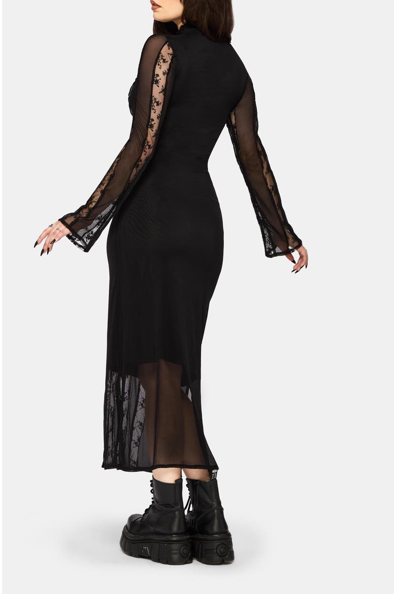 Shesha Mesh Floral Midi Dress, Alternate, color, Black