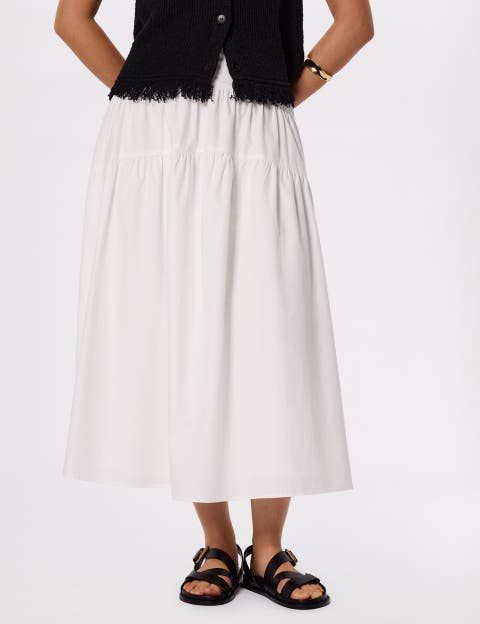 Tier Hem Cotton Skirt
