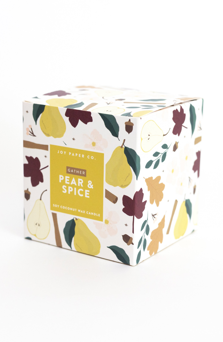 Joy Paper Co. Gather Pear Spice Blend Coconut Soy Candle, Alternate, color, White Glass Tumbler