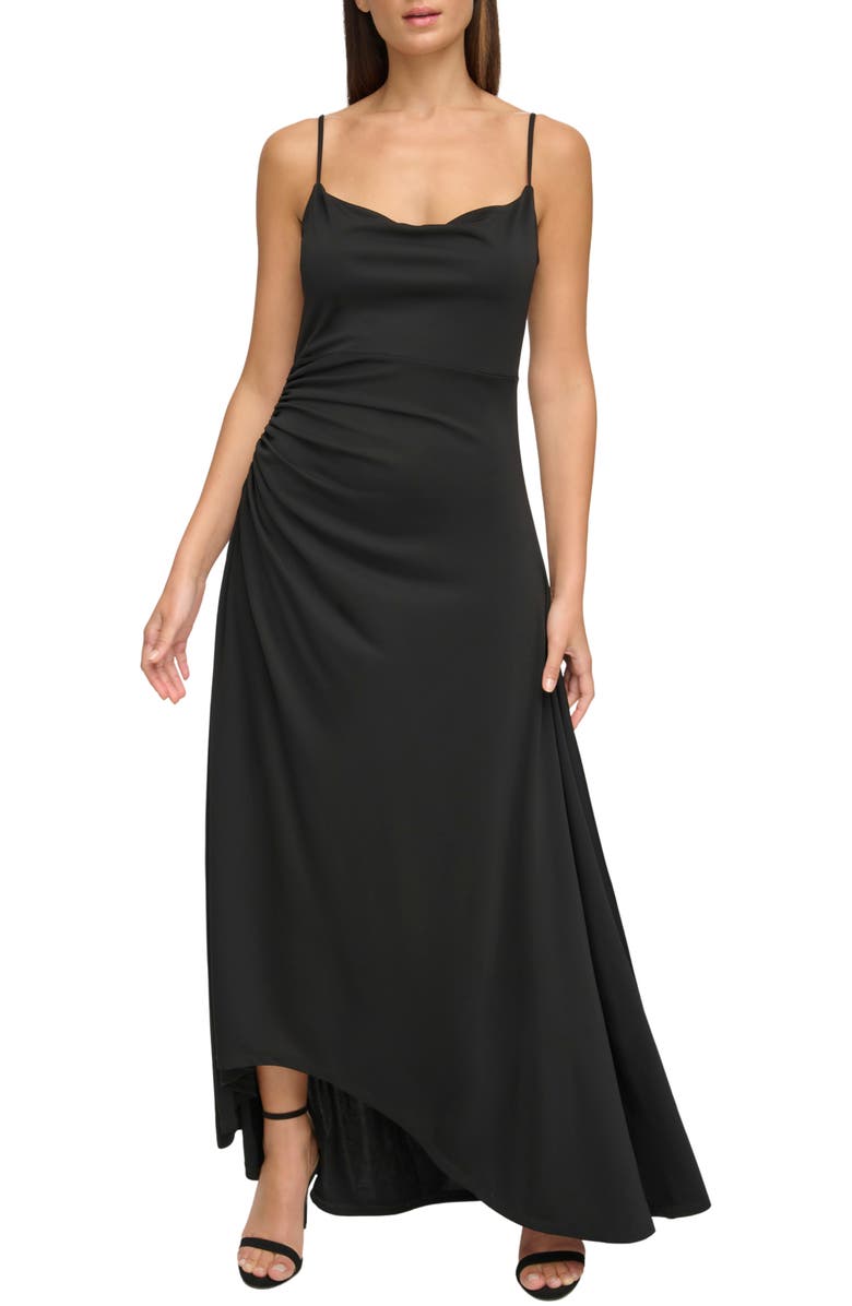 Donna Karan New York Ruched Side High-Low Crepe Dress, Main, color, 
