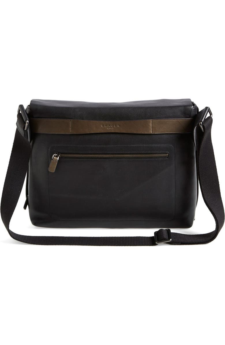 Skagen 'Eric' Leather Messenger Bag, Alternate, color,