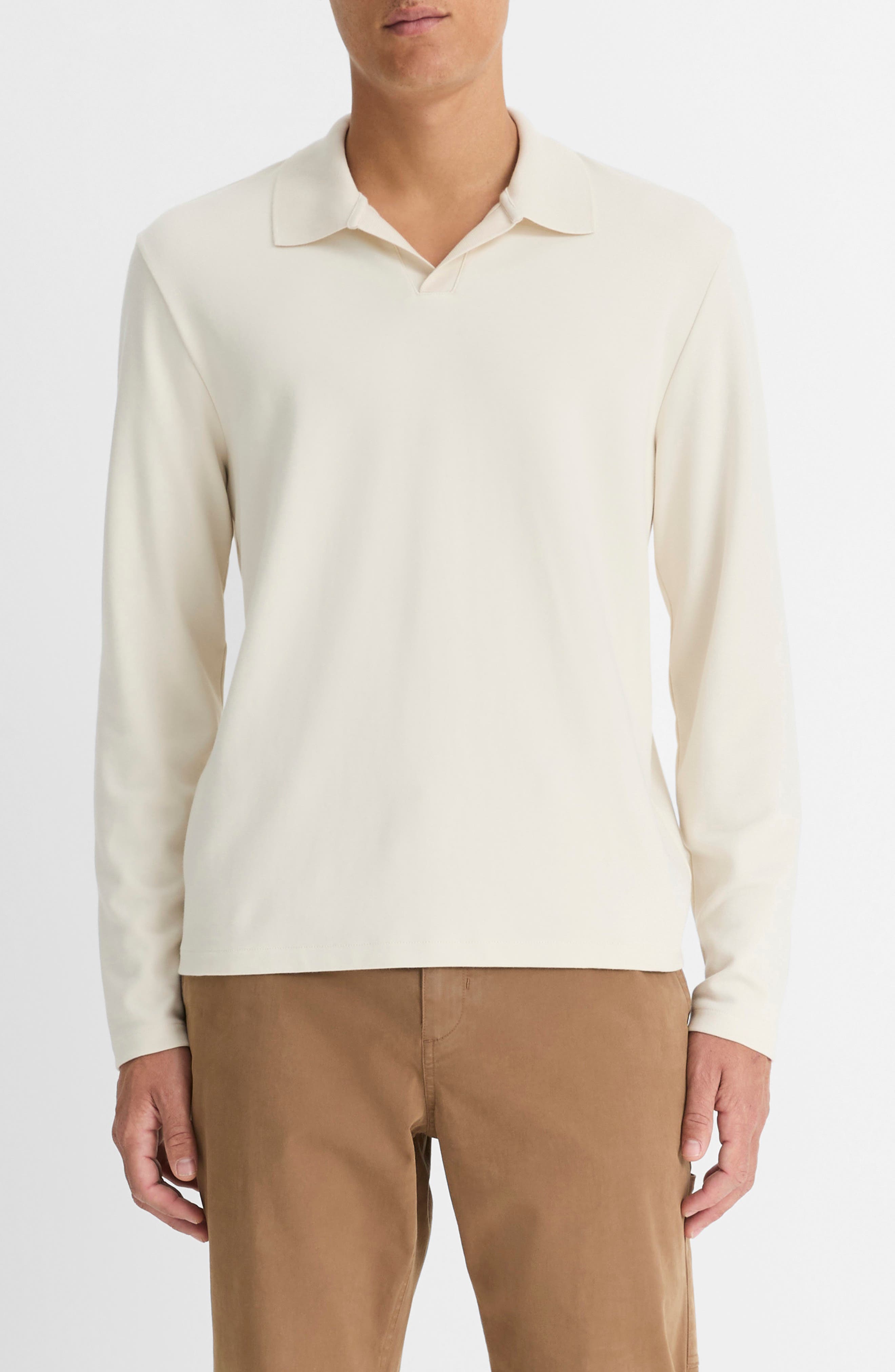 Vince Milano Stitch Johnny Collar Long Sleeve Polo