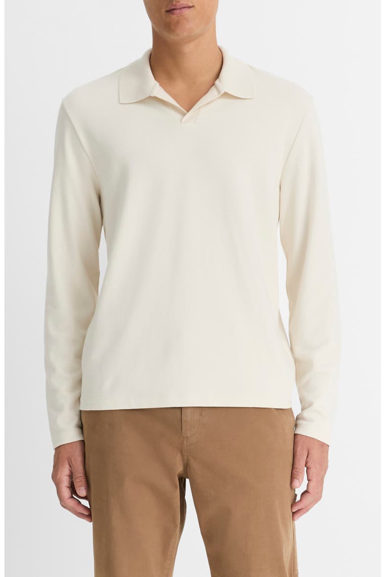 Milano Stitch Johnny Collar Long Sleeve Polo, Main, color, BONE