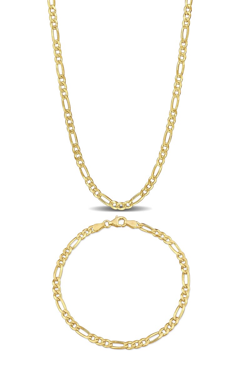 Figaro Chain Bracelet & Necklace Set, Main, color, GOLD