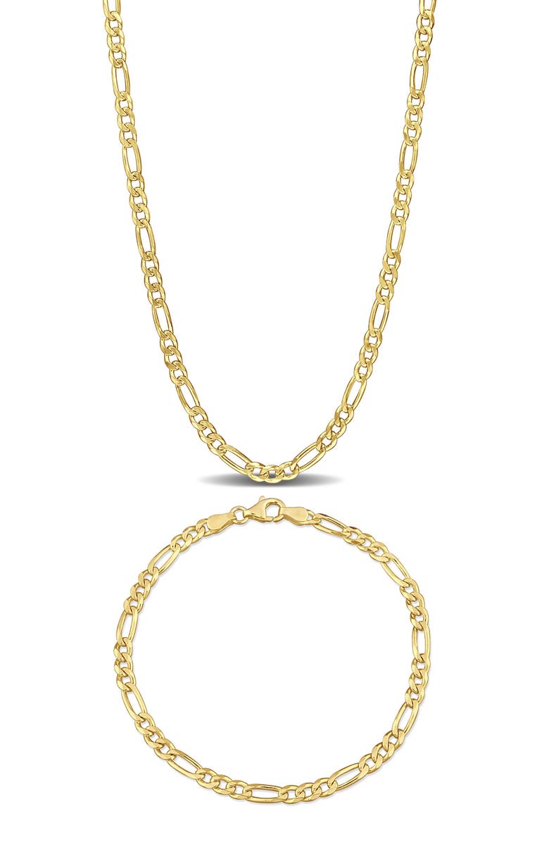 DELMAR Figaro Chain Bracelet & Necklace Set, Main, color, Gold
