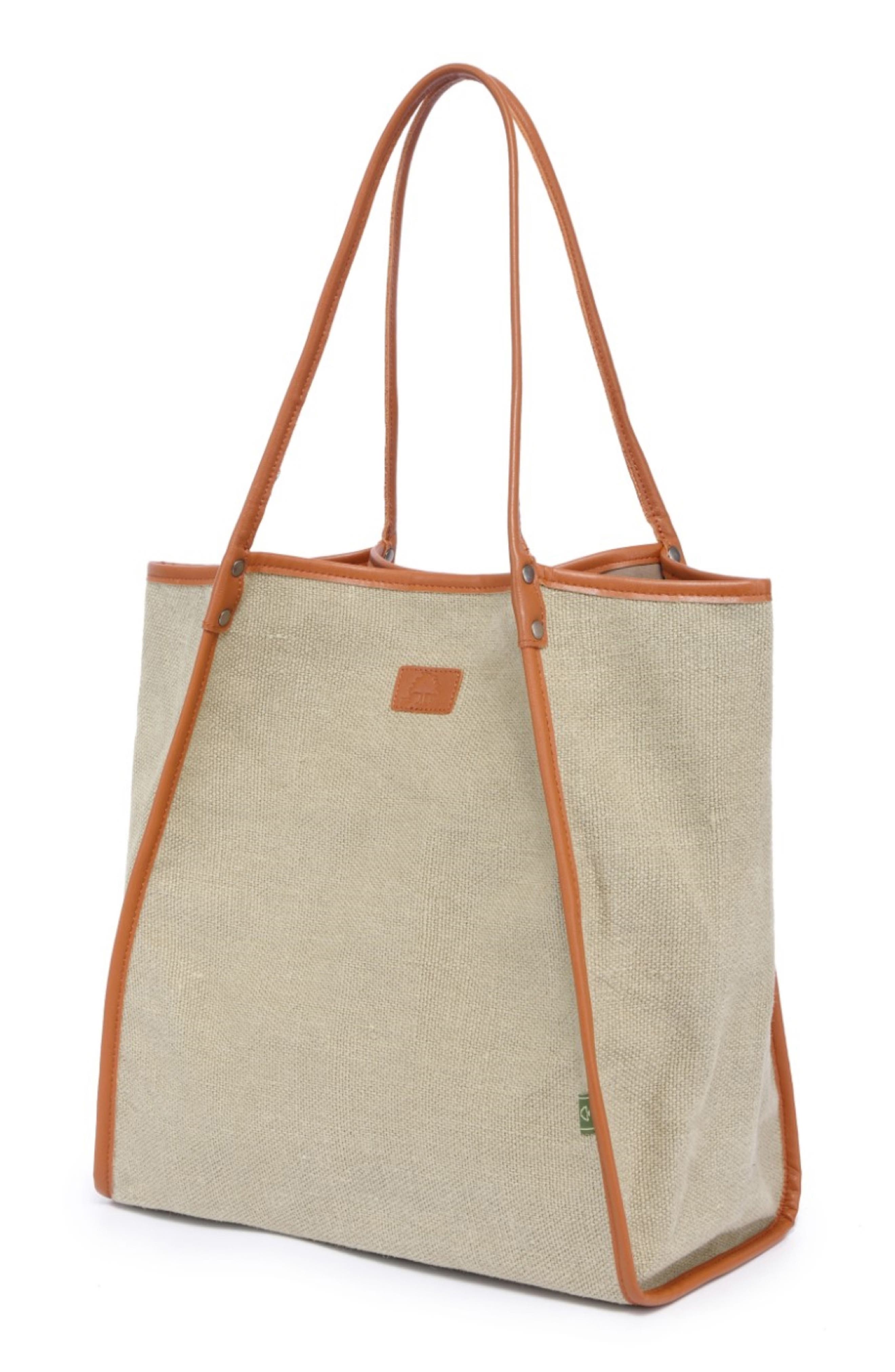 Pine Hill Leather Trim Canvas Tote, Alternate, color, IVORY